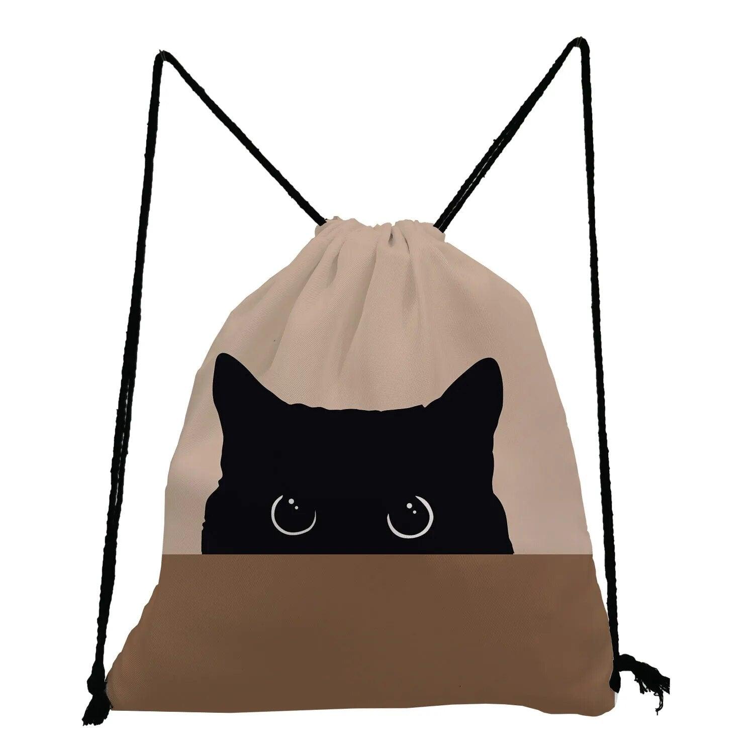 Cat Printed Drawstring Backpack, 13 varieties - Just Cats - Gifts for Cat Lovers