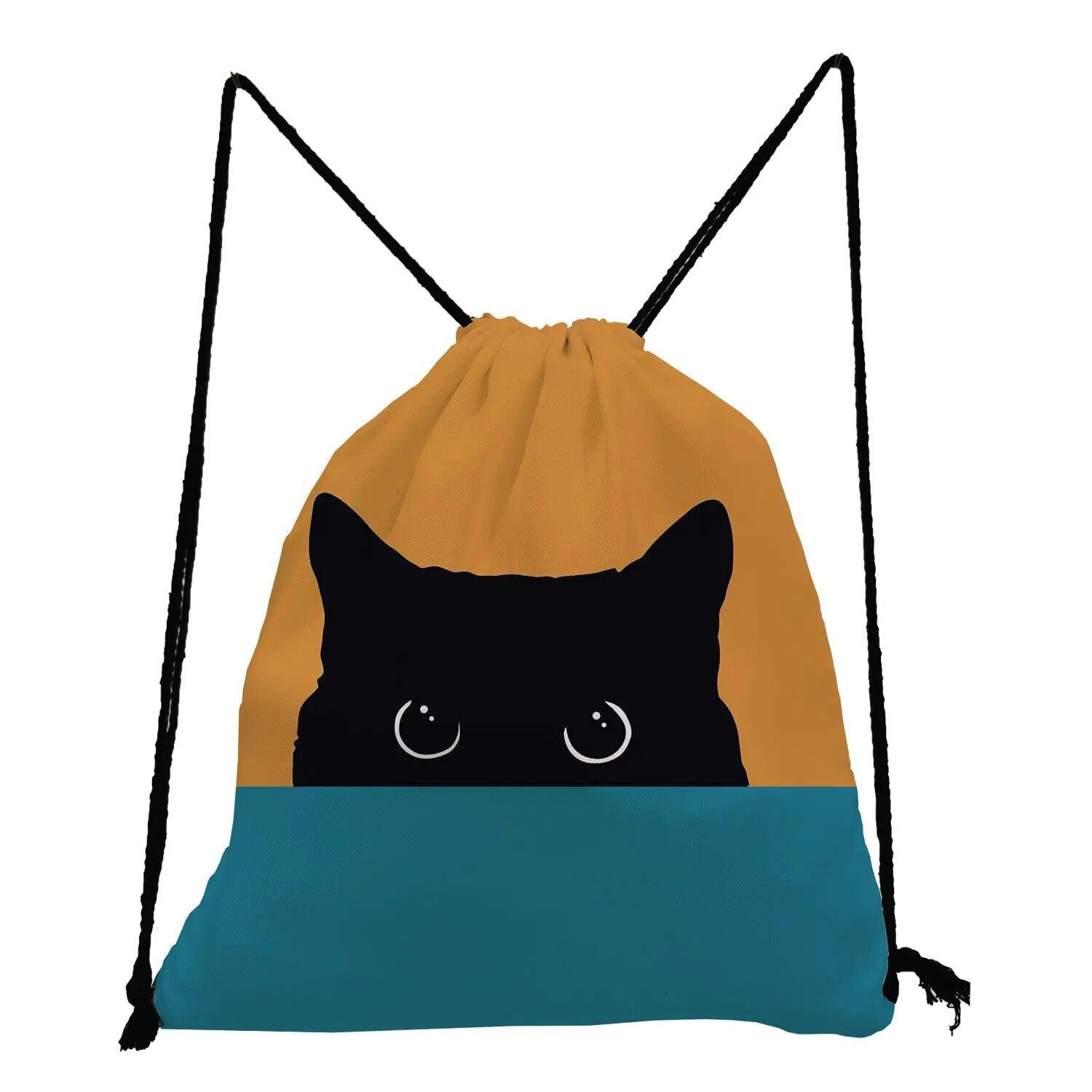 Cat Printed Drawstring Backpack, 13 varieties - Just Cats - Gifts for Cat Lovers