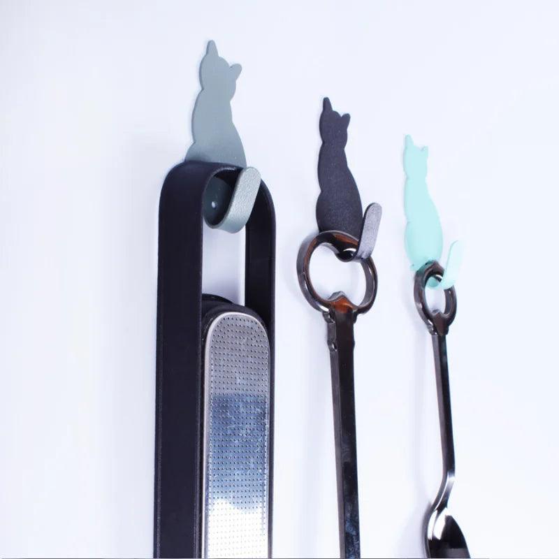 Cat Shaped Adhesive Hooks. 5 colors - Just Cats - Gifts for Cat Lovers