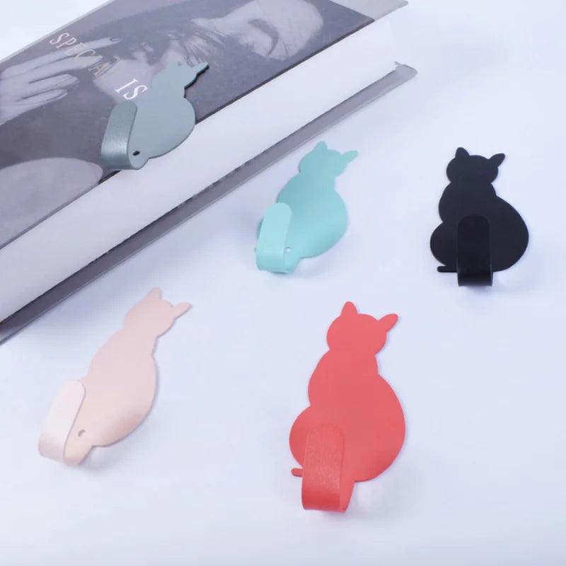 Cat Shaped Adhesive Hooks. 5 colors - Just Cats - Gifts for Cat Lovers