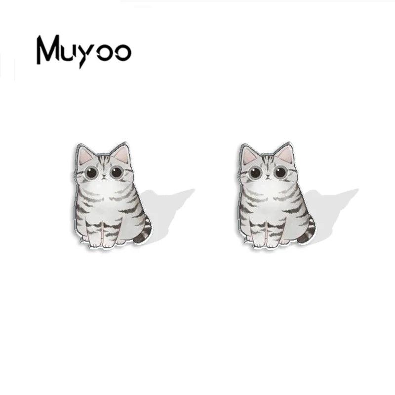 Cat Stainless Steel Stud Earrings - Just Cats - Gifts for Cat Lovers