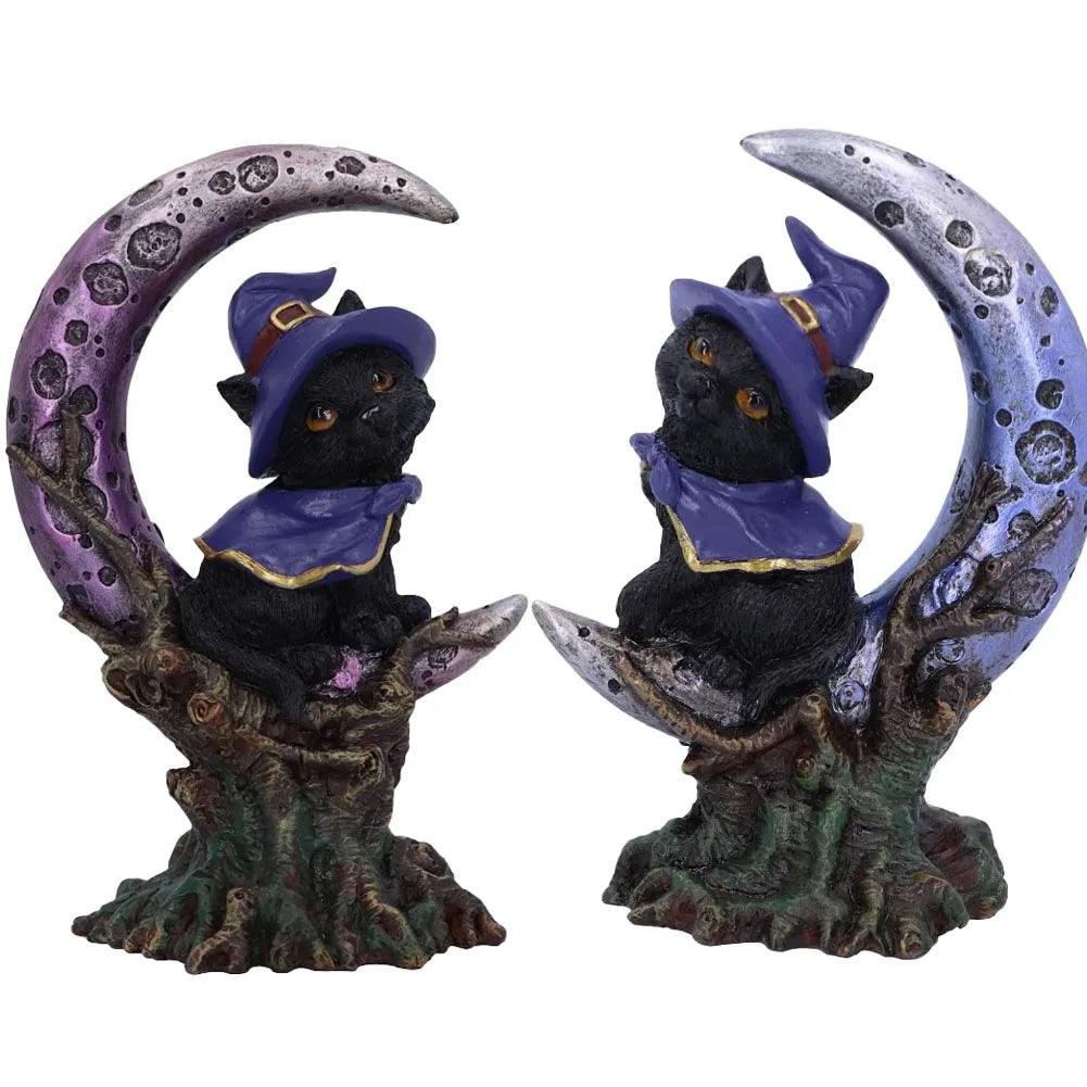 Cat with Witch Hat Figurines, 4 Variations - Just Cats - Gifts for Cat Lovers