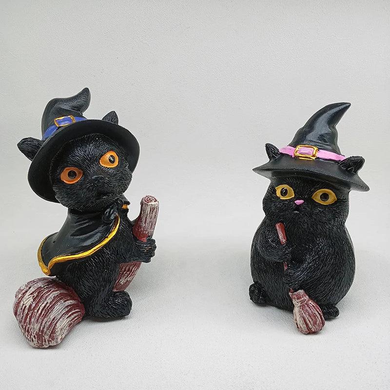 Cat with Witch Hat Figurines, 4 Variations - Just Cats - Gifts for Cat Lovers