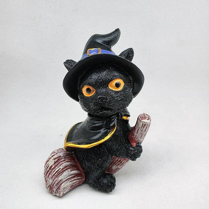 Cat with Witch Hat Figurines, 4 Variations - Just Cats - Gifts for Cat Lovers