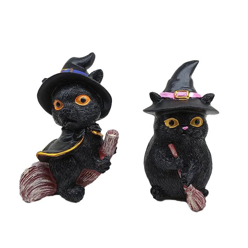 Cat with Witch Hat Figurines, 4 Variations - Just Cats - Gifts for Cat Lovers