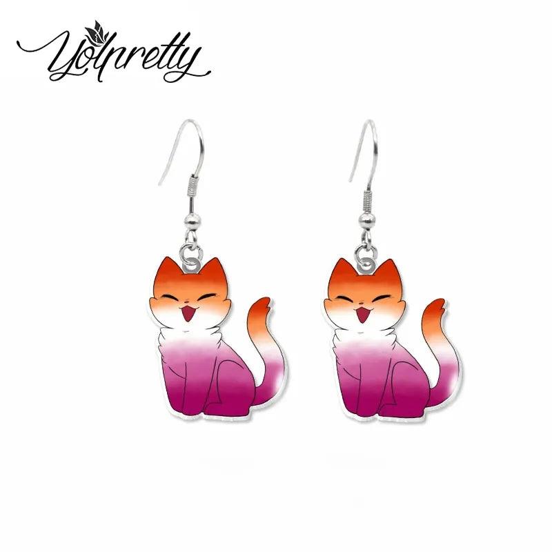 Colorful Cat Drop Earrings, 8 variatios - Just Cats - Gifts for Cat Lovers