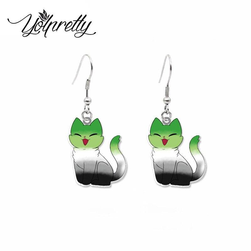 Colorful Cat Drop Earrings, 8 variatios - Just Cats - Gifts for Cat Lovers