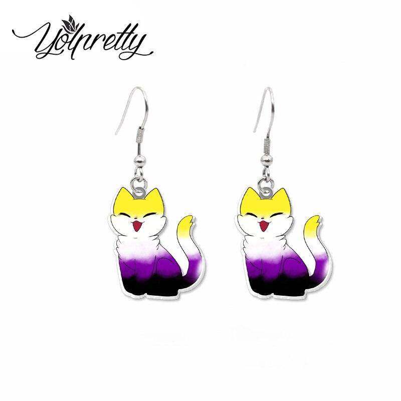 Colorful Cat Drop Earrings, 8 variatios - Just Cats - Gifts for Cat Lovers