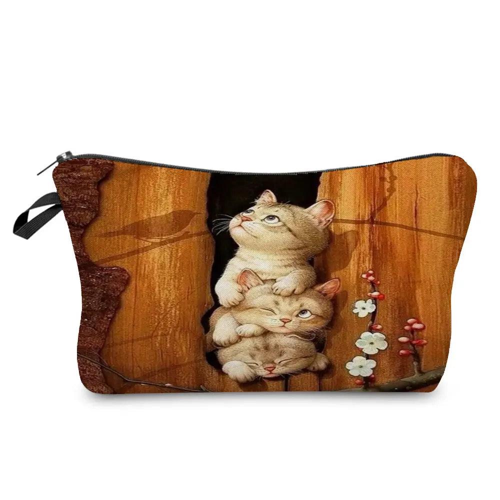 Colurful Cat printed travel Pouche/Cosmetic bag, 24 Designs - Just Cats - Gifts for Cat Lovers