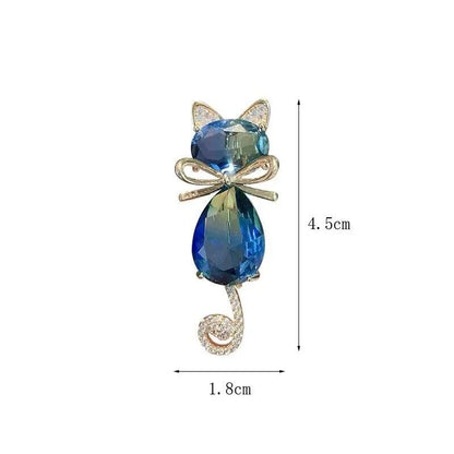 Crystal Cat Brooch, Blue - Just Cats - Gifts for Cat Lovers