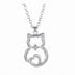 Crystal Rhinestone Black and White Cat and Paw Pendant Necklaces - Just Cats - Gifts for Cat Lovers