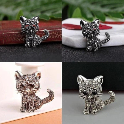 Crystal Studded Cat Brooch - Just Cats - Gifts for Cat Lovers