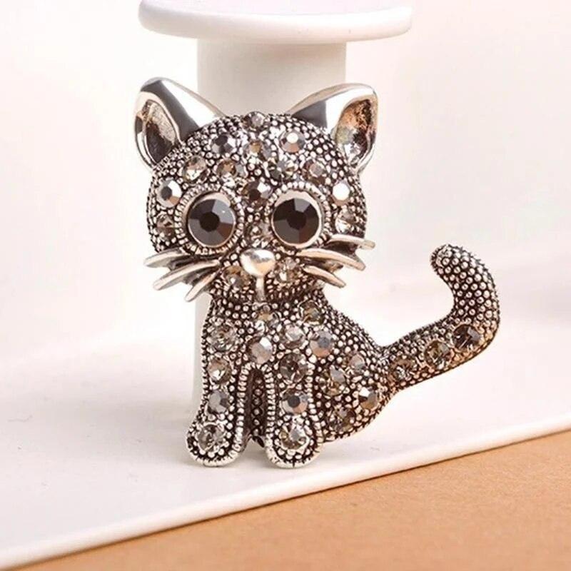 Crystal Studded Cat Brooch - Just Cats - Gifts for Cat Lovers