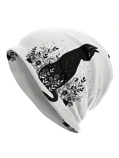 Cute Black &amp; White Winter Beanie - Just Cats - Gifts for Cat Lovers