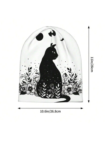 Cute Black &amp; White Winter Beanie - Just Cats - Gifts for Cat Lovers