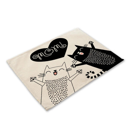 Cute Black Cat Print Placemat, 20 designs - Just Cats - Gifts for Cat Lovers