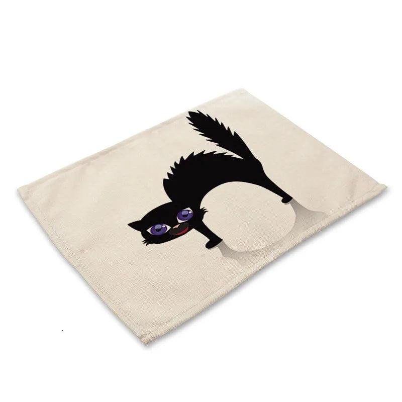 Cute Black Cat Print Placemat, 20 designs - Just Cats - Gifts for Cat Lovers