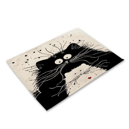 Cute Black Cat Print Placemat, 20 designs - Just Cats - Gifts for Cat Lovers