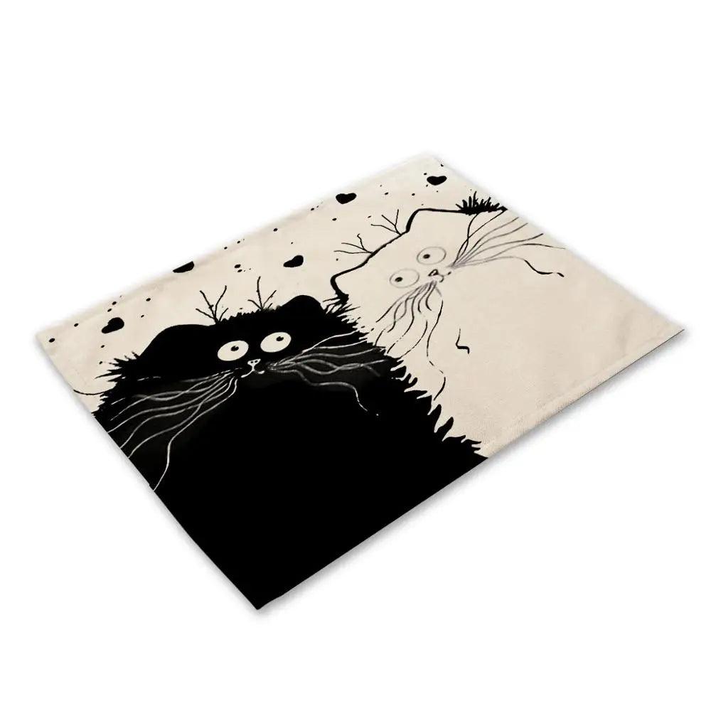 Cute Black Cat Print Placemat, 20 designs - Just Cats - Gifts for Cat Lovers