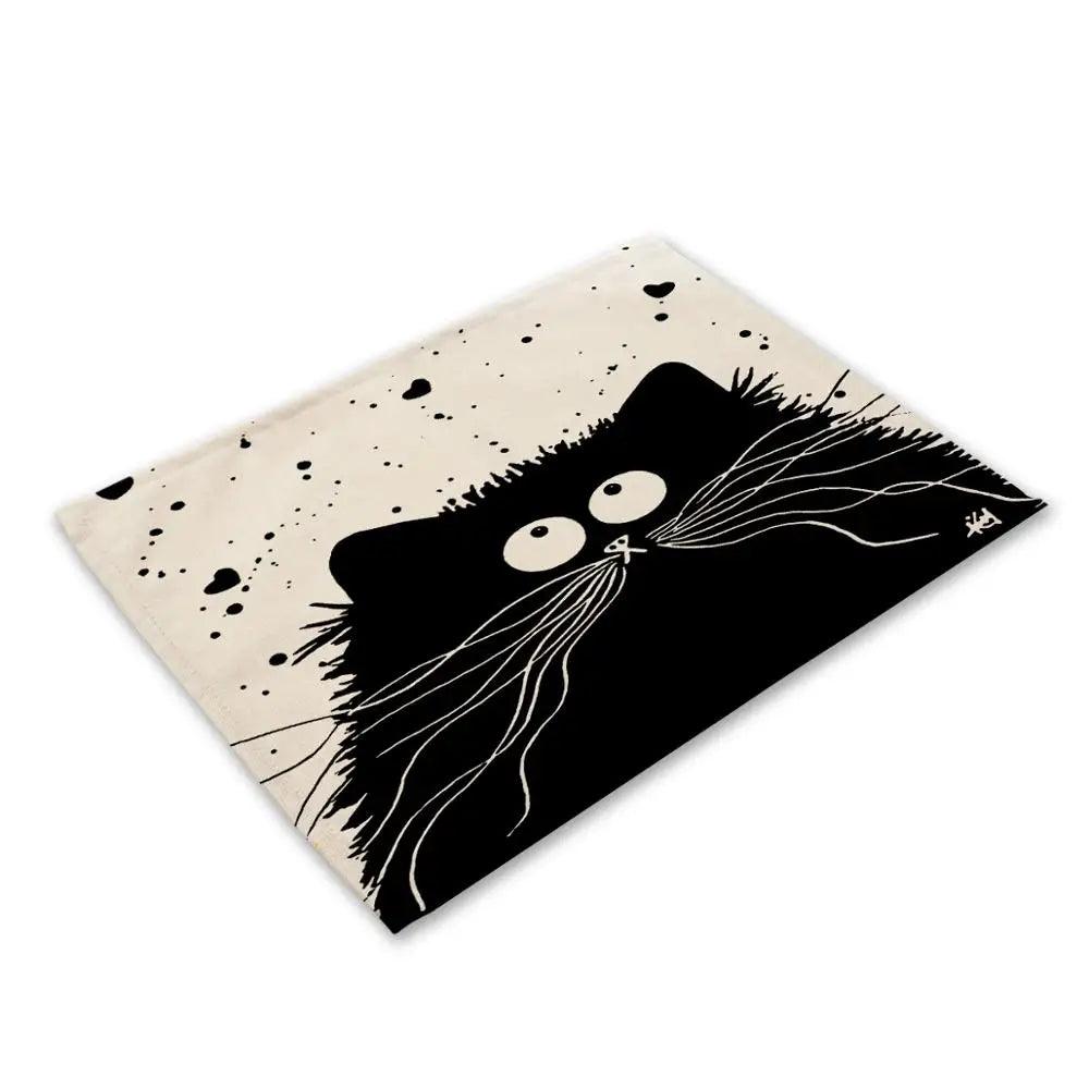 Cute Black Cat Print Placemat, 20 designs - Just Cats - Gifts for Cat Lovers