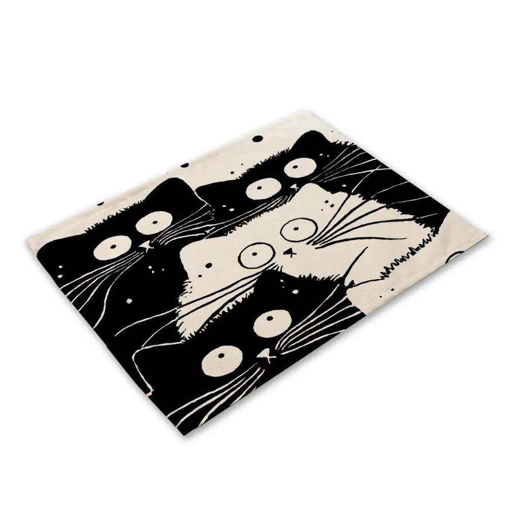 Cute Black Cat Print Placemat, 20 designs - Just Cats - Gifts for Cat Lovers