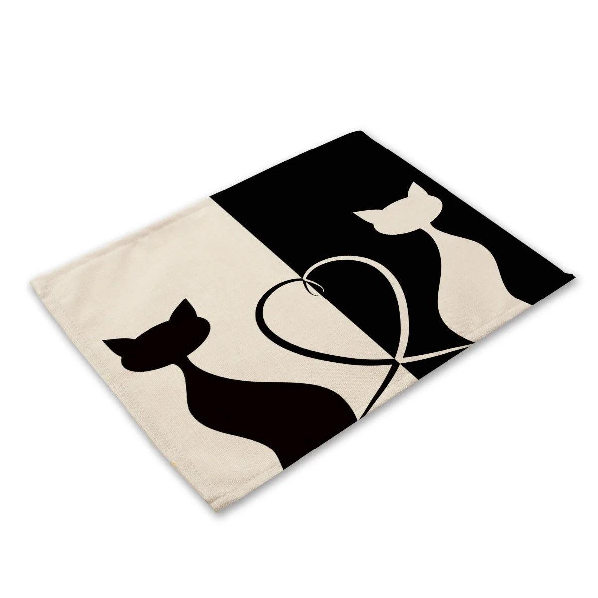 Cute Black Cat Print Placemat, 20 designs - Just Cats - Gifts for Cat Lovers