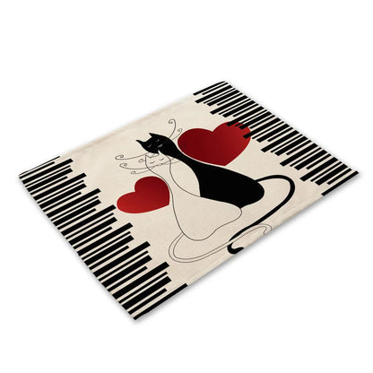 Cute Black Cat Print Placemat, 20 designs - Just Cats - Gifts for Cat Lovers