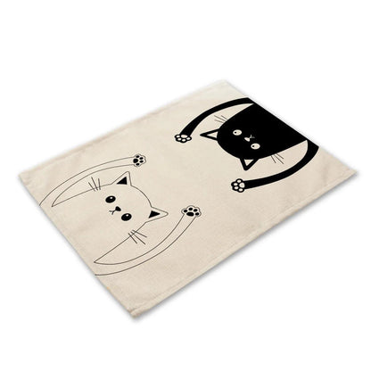 Cute Black Cat Print Placemat, 20 designs - Just Cats - Gifts for Cat Lovers