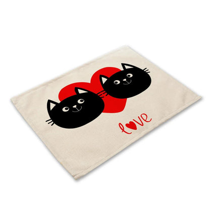 Cute Black Cat Print Placemat, 20 designs - Just Cats - Gifts for Cat Lovers