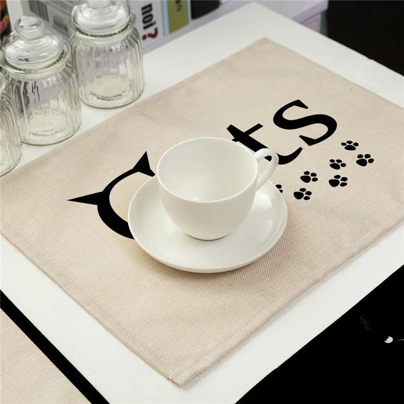 Cute Black Cat Print Placemat, 20 designs - Just Cats - Gifts for Cat Lovers