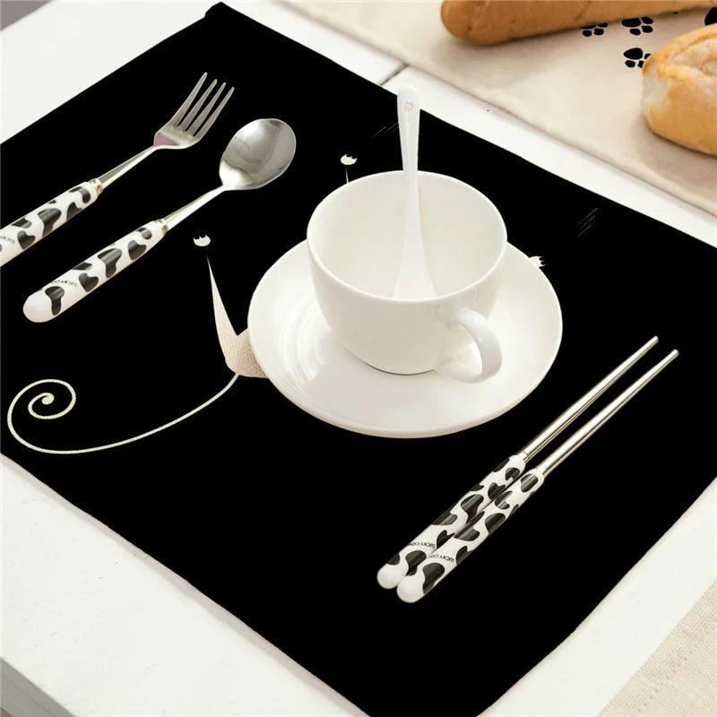 Cute Black Cat Print Placemat, 20 designs - Just Cats - Gifts for Cat Lovers