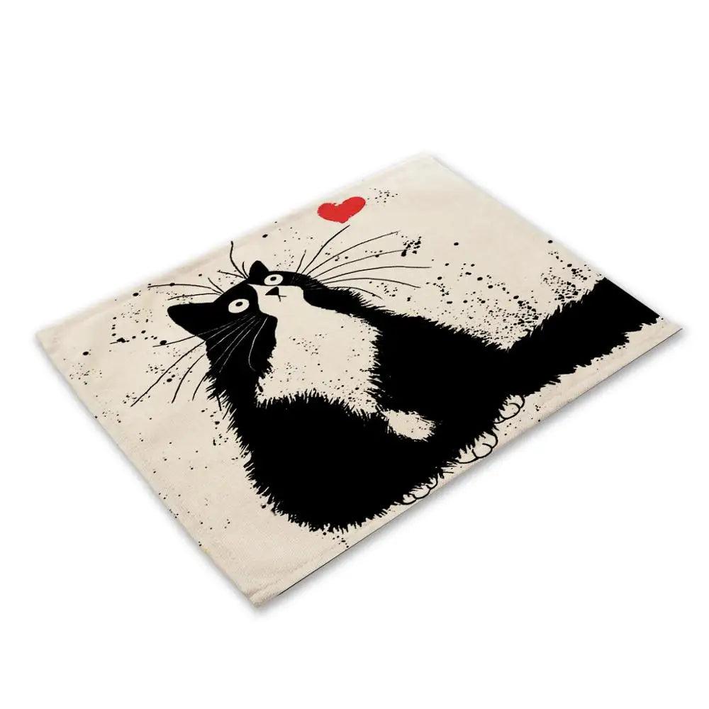 Cute Black Cat Print Placemat, 20 designs - Just Cats - Gifts for Cat Lovers