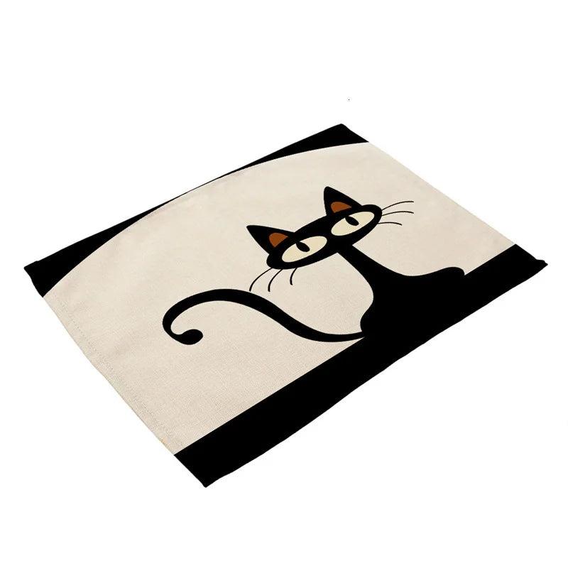 Cute Black Cat Print Placemat, 20 designs - Just Cats - Gifts for Cat Lovers