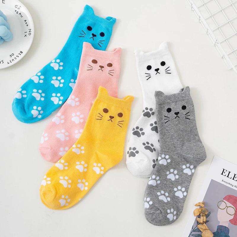 Cute Cartoon Cat Crew Socks - Just Cats - Gifts for Cat Lovers