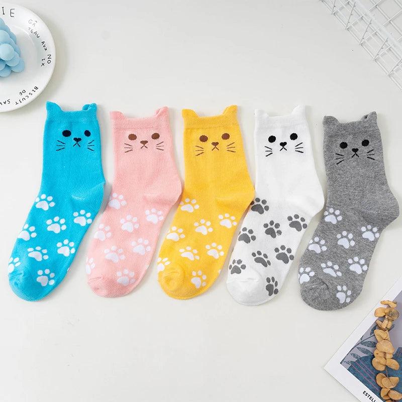 Cute Cartoon Cat Crew Socks - Just Cats - Gifts for Cat Lovers