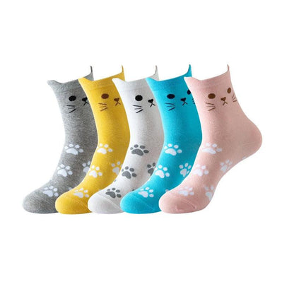 Cute Cartoon Cat Crew Socks - Just Cats - Gifts for Cat Lovers