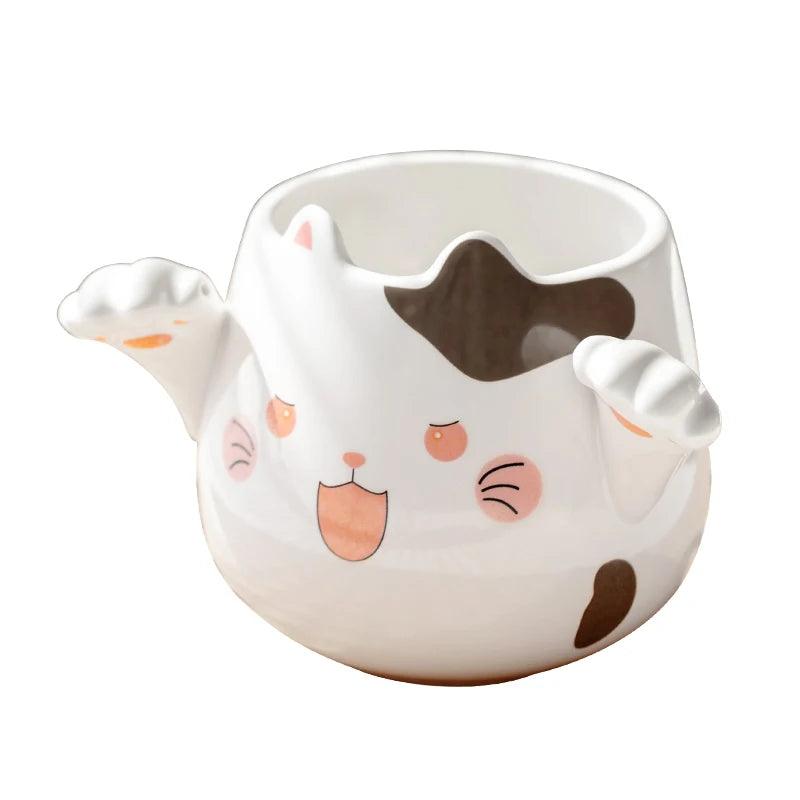 Cute Cartoon Cat Mug/Bowl With Spoon, 3 Designs - Just Cats - Gifts for Cat Lovers