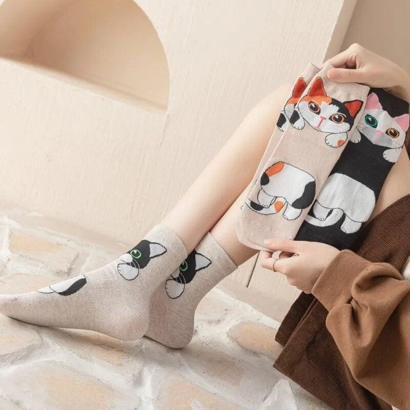 Cute Cartoon Cat Socks, 10 Designs - Just Cats - Gifts for Cat Lovers