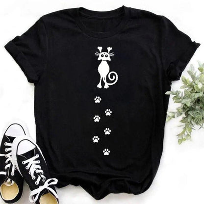 Cute cat print T-Shirts, Black/Pink/White S-XXL - Just Cats - Gifts for Cat Lovers