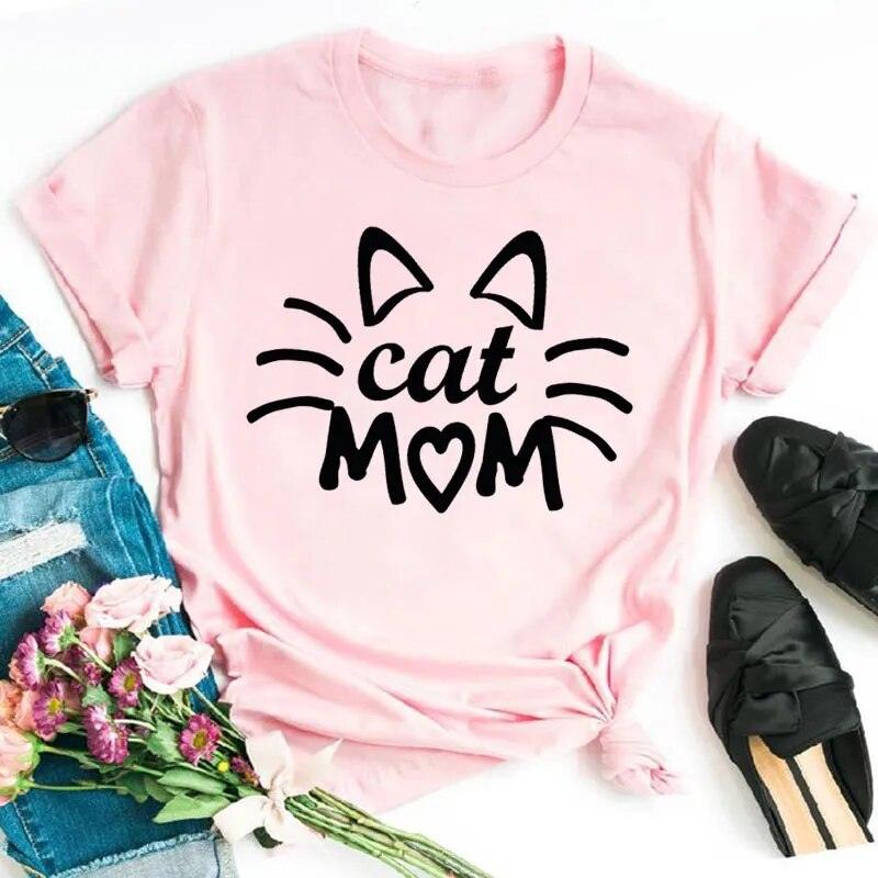 Cute cat print T-Shirts, Black/Pink/White S-XXL - Just Cats - Gifts for Cat Lovers