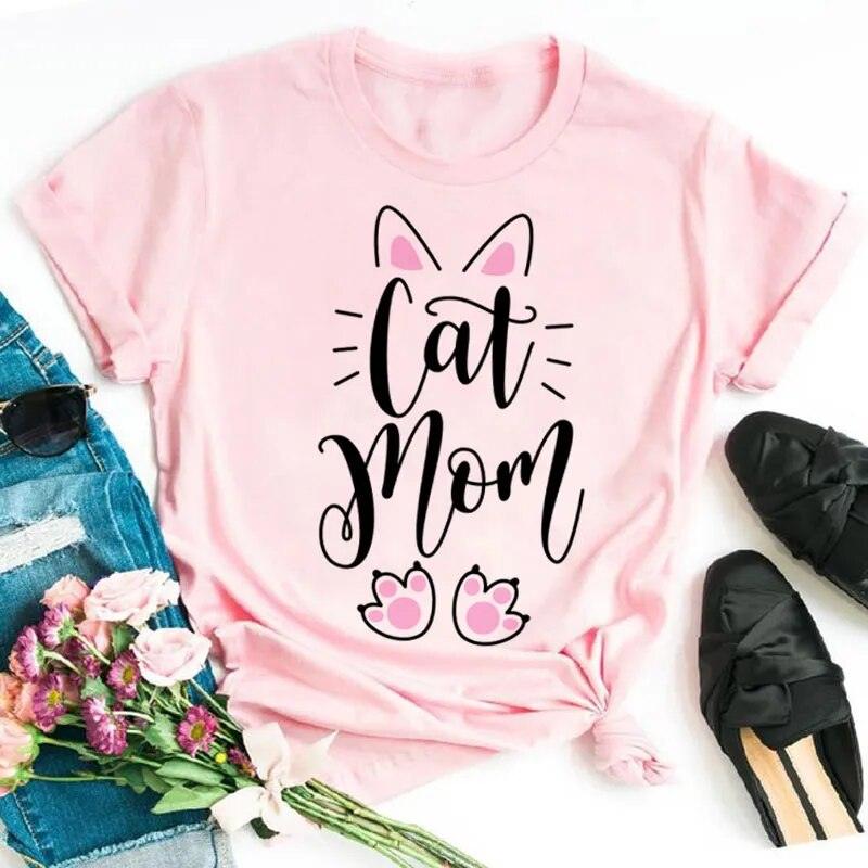 Cute cat print T-Shirts, Black/Pink/White S-XXL - Just Cats - Gifts for Cat Lovers