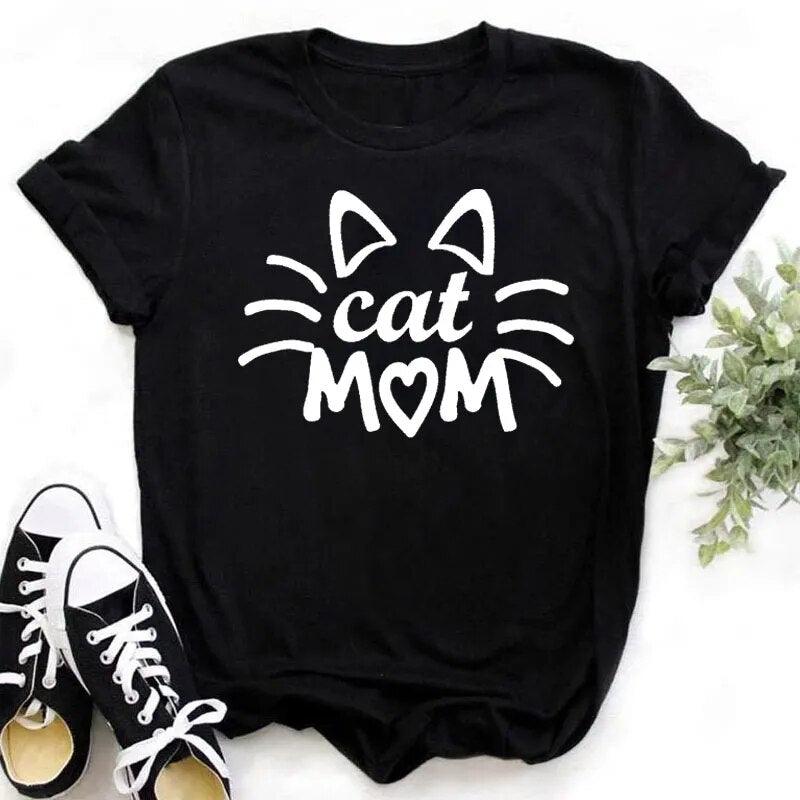 Cute cat print T-Shirts, Black/Pink/White S-XXL - Just Cats - Gifts for Cat Lovers