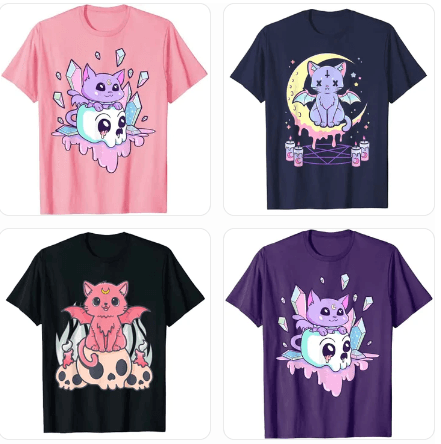 Cute Goth Creepy Cat T-Shirts 3 Designs, 6 Colors - Just Cats - Gifts for Cat Lovers