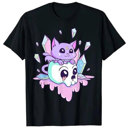 Cute Goth Creepy Cat T-Shirts 3 Designs, 6 Colors - Just Cats - Gifts for Cat Lovers