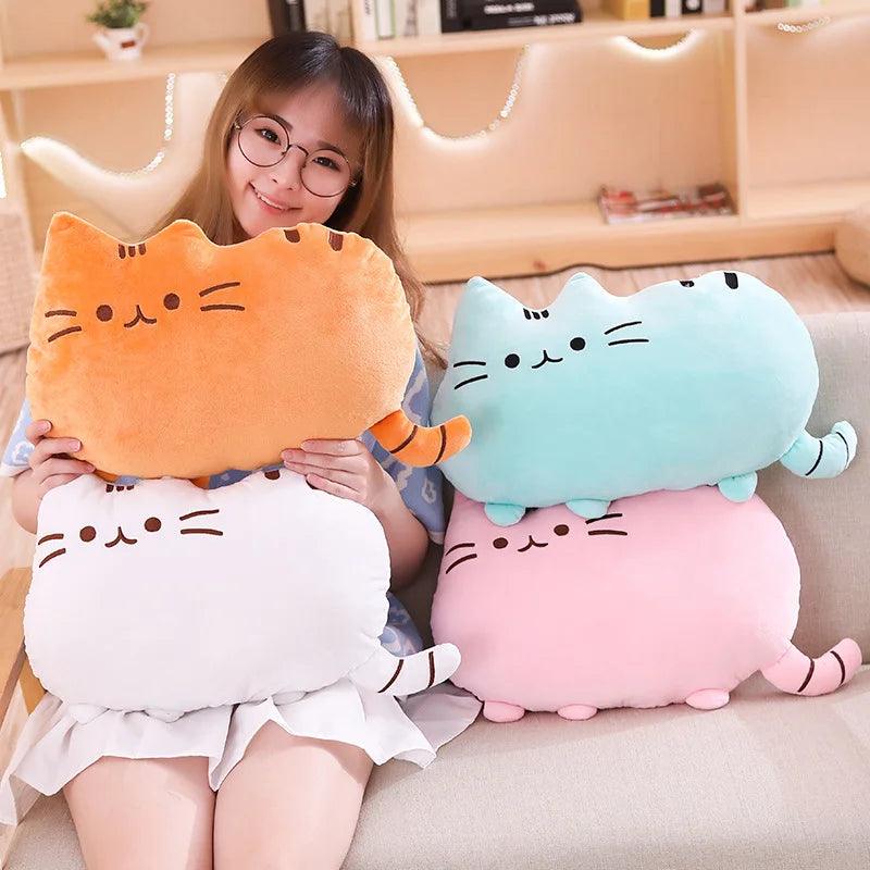 Cute Pushee Cat cat Plush Pillow, 3 Sizes, 8 Colors - Just Cats - Gifts for Cat Lovers