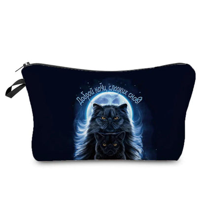 Dark Gothic Cat printed Travel Pouch/Cosmetic Bag, 23 Designs - Just Cats - Gifts for Cat Lovers