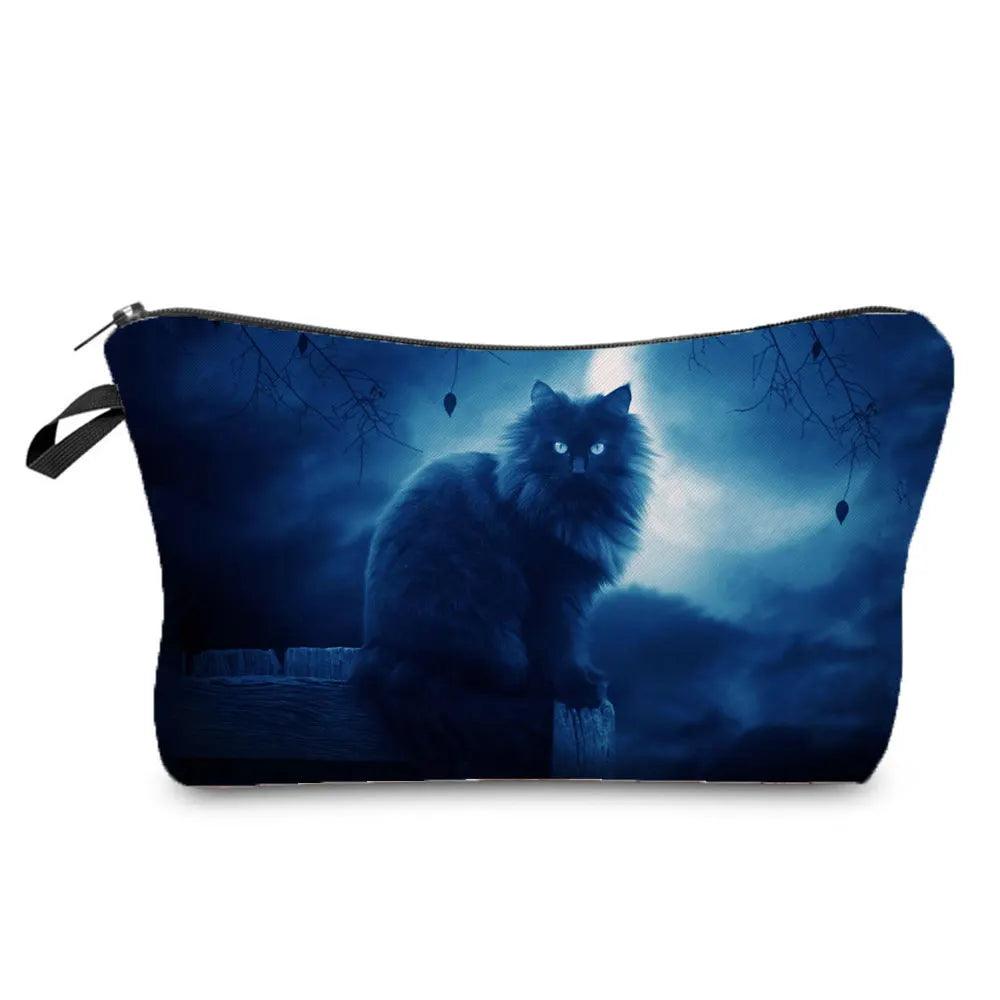 Dark Gothic Cat printed Travel Pouch/Cosmetic Bag, 23 Designs - Just Cats - Gifts for Cat Lovers