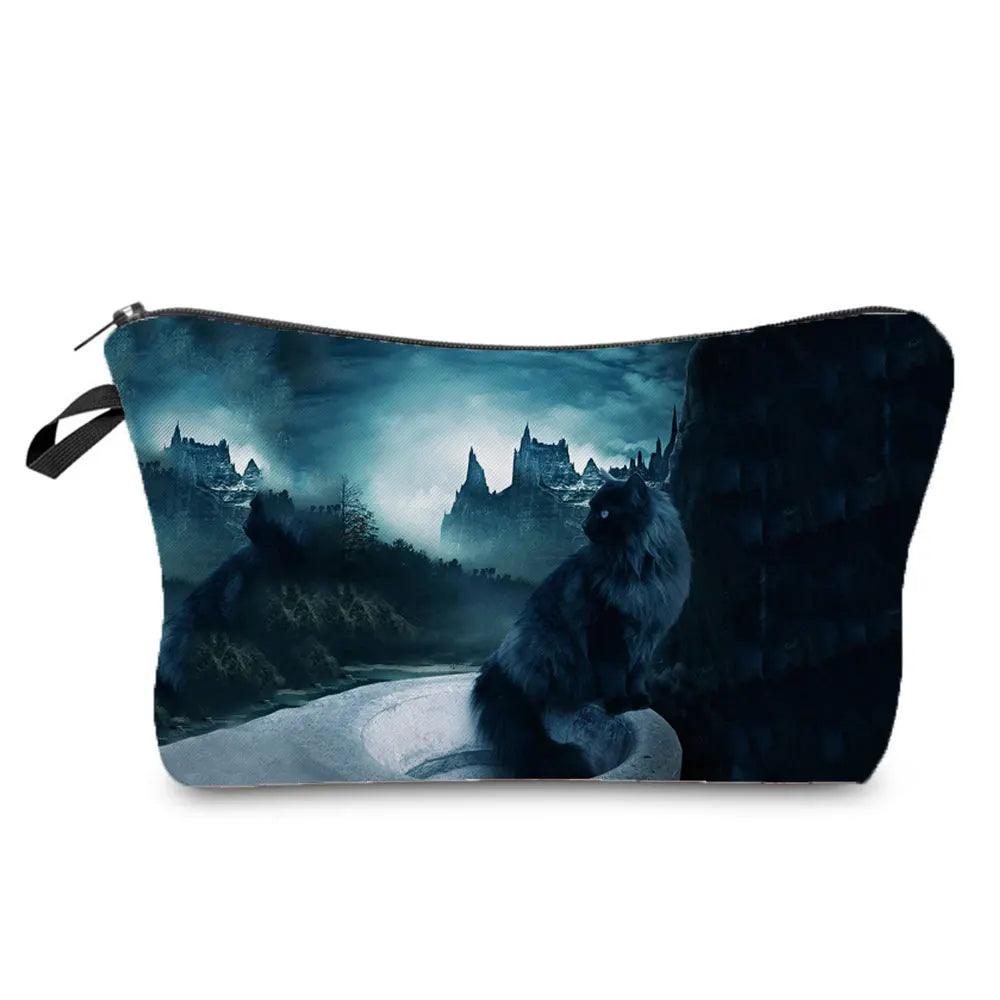 Dark Gothic Cat printed Travel Pouch/Cosmetic Bag, 23 Designs - Just Cats - Gifts for Cat Lovers