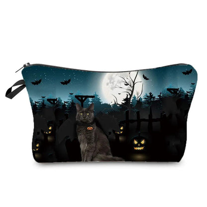 Dark Gothic Cat printed Travel Pouch/Cosmetic Bag, 23 Designs - Just Cats - Gifts for Cat Lovers