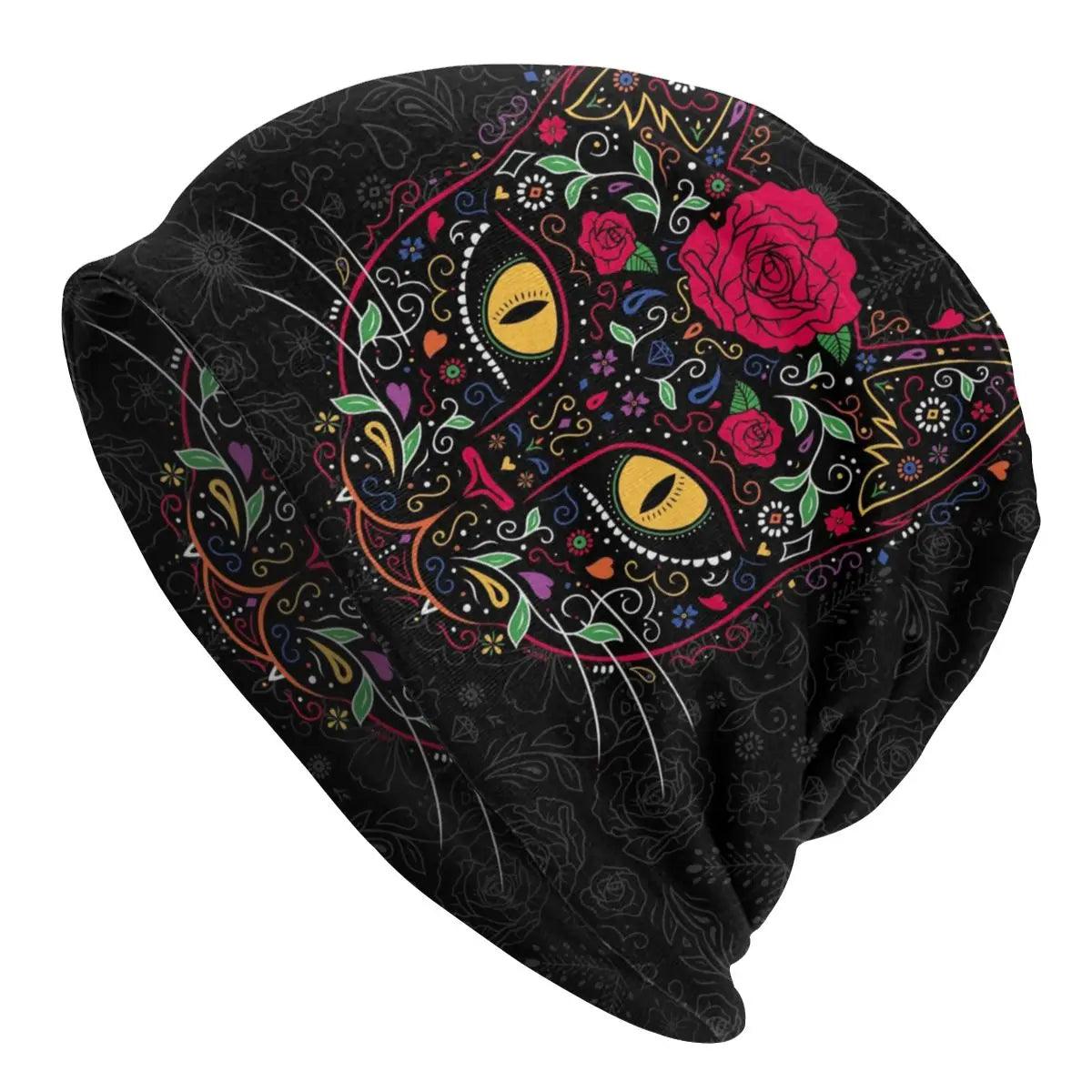 Day Of The Dead Cat Winter Beanie - Just Cats - Gifts for Cat Lovers